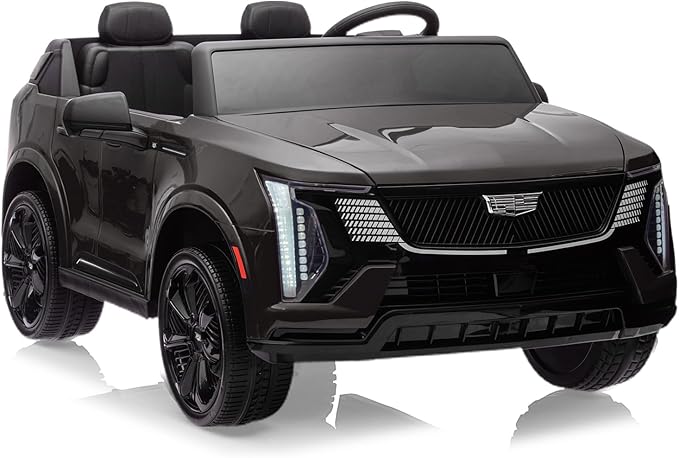 24V Ride On Car, Licensed Cadillac Battery Powered Electric Vehicle w/Remote Control, 2 Seater, 4-Wheel Shock Absorbers, Smooth Start, Music, LED Lights for Boys Girls