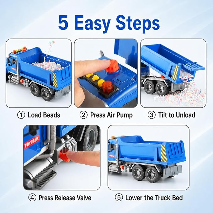 14" Blue Large Dump Truck Toy,Construction Trucks for Boys Girls 3 4 5 6 7 8 Years Old with Lights & Sounds,Holiday and Birthday Gift