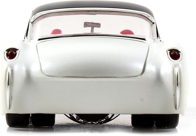 Jada Toys Bigtime Muscle 1:24 1957 Chevy Corvette Die-cast Car – Opening Doors, Hood, Trunk, Rubber Tires(White/Black)