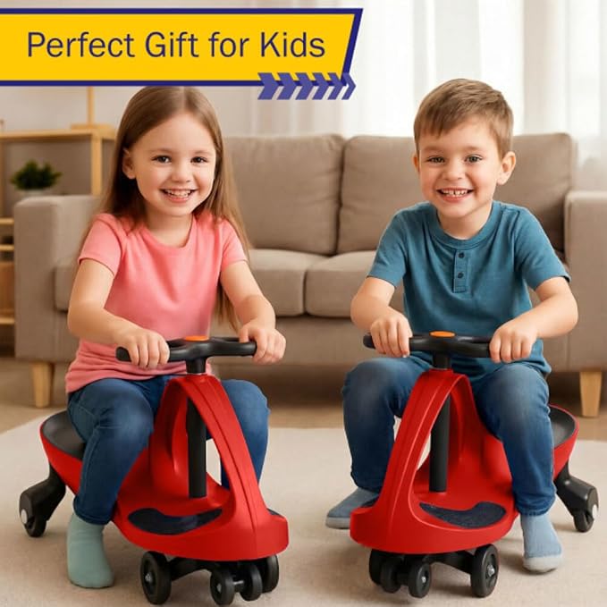 Wiggle Car - Ride on Toy for Ages 3 and Up - Toddler Ride on Toys with no Batteries, Gears, or Pedals Just Twist, Wiggle, and Go by Lil’ Rider (Red)