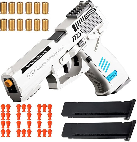 Dreamplay Shell Ejecting Toy Gun, Automatic Pull Back Action Shooting Games Education Model Toy for Kids Gifts