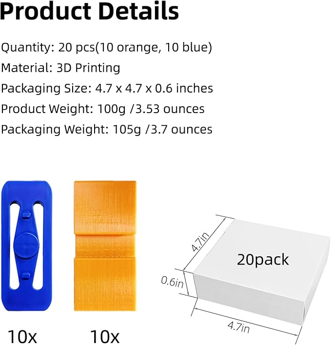 10 Blue Racetracks Connectors + 10 Orange Double Lane Connectors Compatible with Hot Wheels Straight Tracks (20 Pack)