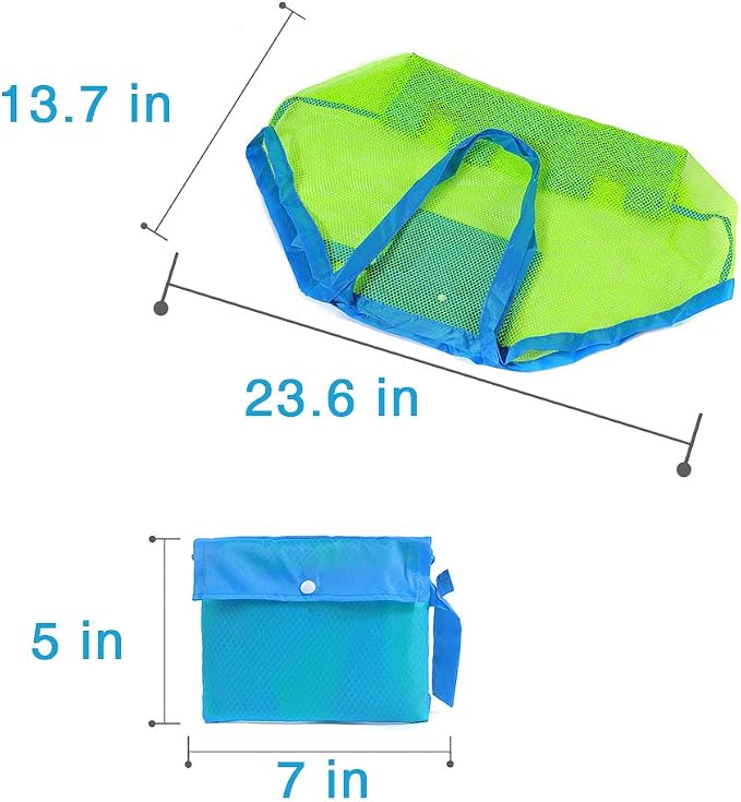 Mesh Beach Sand Toy Bags, Extra Large, Foldable Totes Shell Storage Bag Quick Dry Net Tote for Kids ,Away from Sand Pool Supplies Storage Picnic Backpack