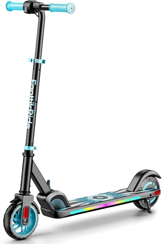 FanttikRide C9 Apex Kids Electric Scooter, Bluetooth Music Speaker, Colorful Light for Kids 8-12, 3.9-5.2 ft, 132 lbs, 5 Miles Range, Up to 40 min Ride Time, 5/8/10 MPH, 3 Adjustable Heights