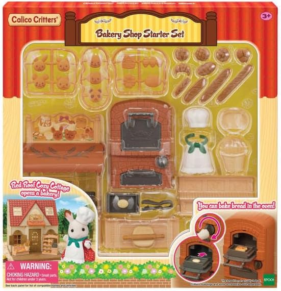 Calico Critters - Bakery Shop Starter Set for Red Roof Cozy Cottage - Dollhouse Furniture – Kids Pretend Play Toy, Miniature Dollhouse Furniture & Accessories Add-On, Ages 3+