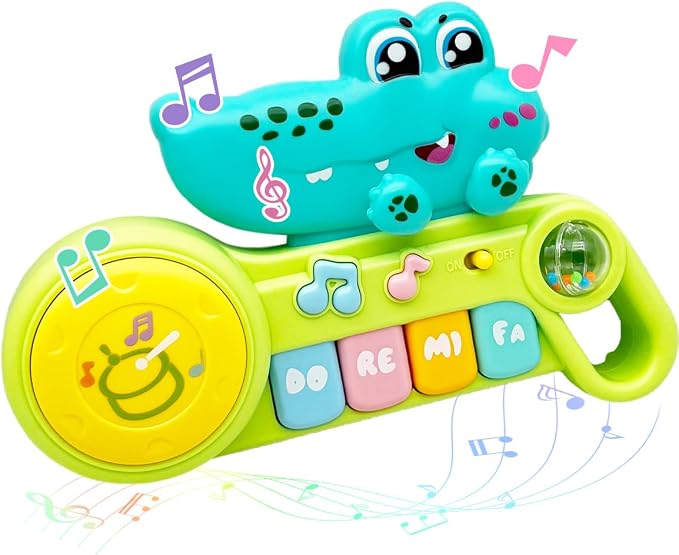 Cute Crocodile Piano for Baby Musical Toys 18M+, Early Learning Light up Music Keyboard Infant Toy Perfect Christmas Birthday Gifts for Boy & Girl Age 2 3 Years Old (Cute Crocodile)