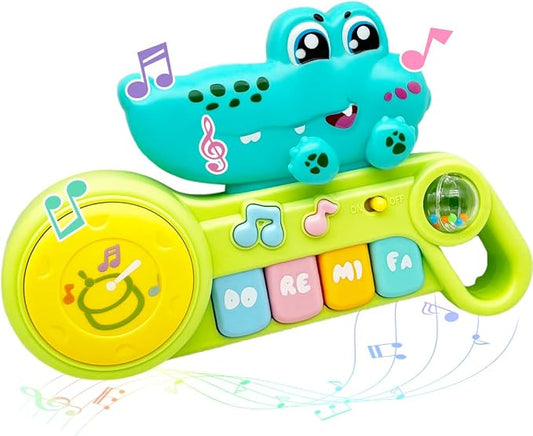 Cute Crocodile Piano for Baby Musical Toys 18M+, Early Learning Light up Music Keyboard Infant Toy Perfect Christmas Birthday Gifts for Boy & Girl Age 2 3 Years Old (Cute Crocodile)