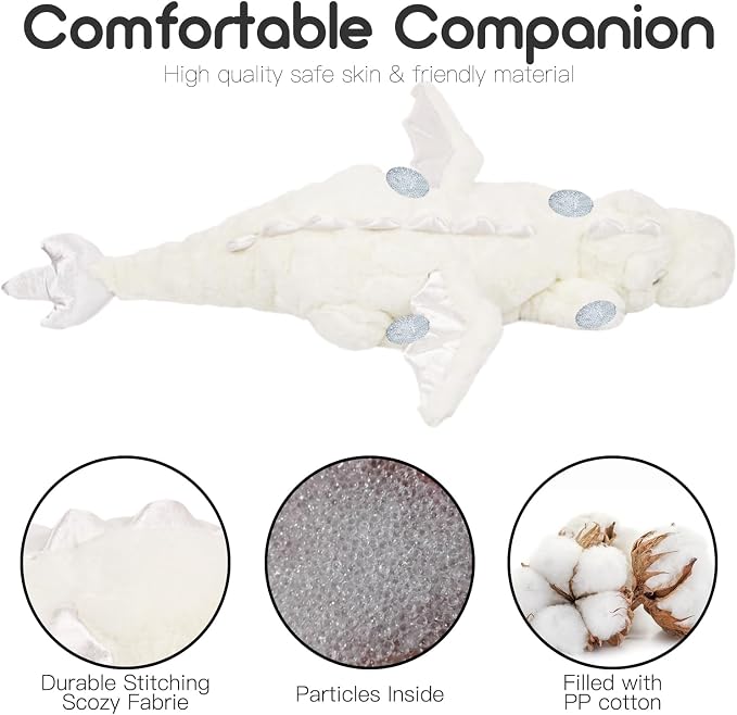 ARELUX Large 36in Cute Dragon Stuffed Animals Plush Toy Soft White Pterosaur Plushie Giant Fuzzy Dinosaur Pillow Plushies with Wings Cuddly for Friends