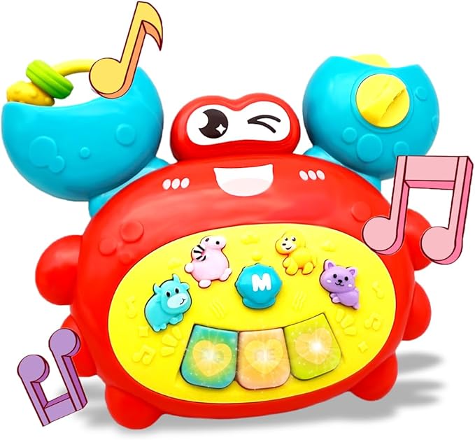 Baby Musical Toys for 1 Year Old Boys and Girls, Piano Keyboard Light Up Musical Toys for Toddlers 1-3 , Early Learning Educational Infant Toys Gifts for 12-18 Months (Crab)