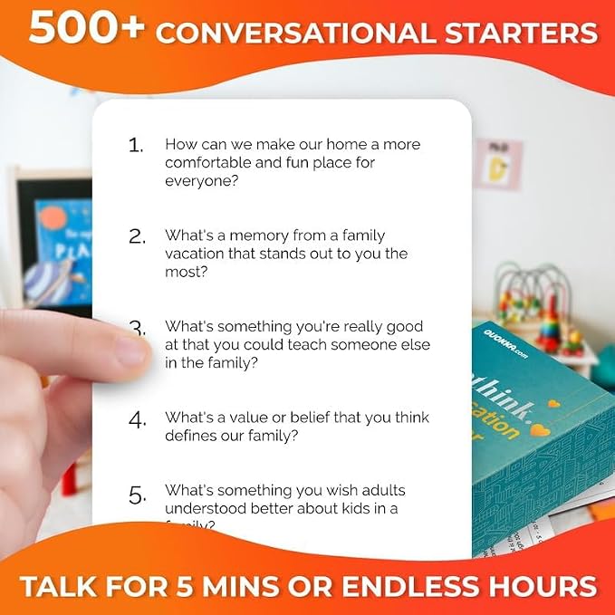 QUOKKA Conversation Cards Game – Family Edition – 500 Questions – Original Version – Share Thoughts – Fun Talking Board Game for Family Night