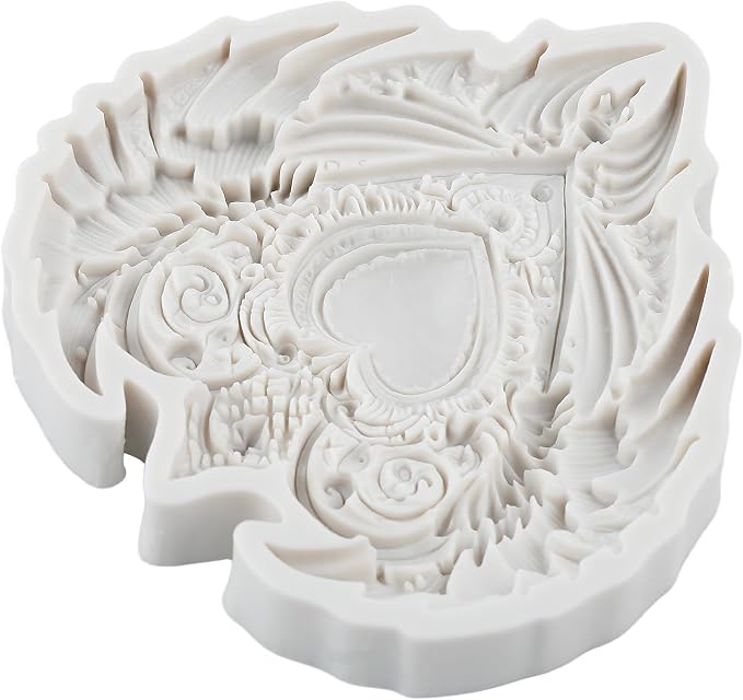 Heart Wing Polymer Clay Molds Baroque Heart Shape Wing Silicone Mold for Epoxy Resin Casting DIY Crafts Air Dry Polymer Crafts Supplies Clay Tools