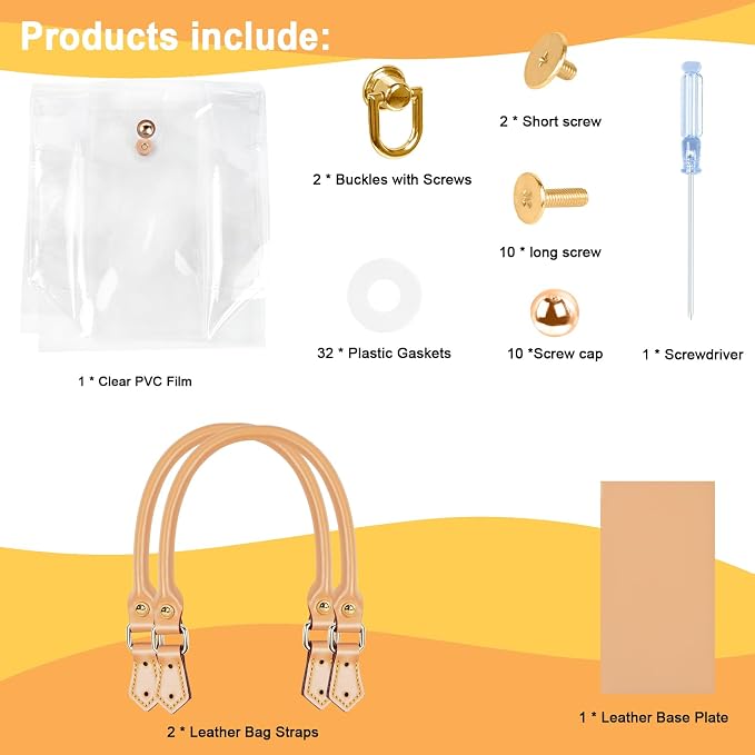 tusoo Clear TPU DIY Tote Bag Handbag Making Kit Handmade Gift Bags for Women, Handbag Tool Set Birthday Holiday Bag Making Kit (Clear-R)