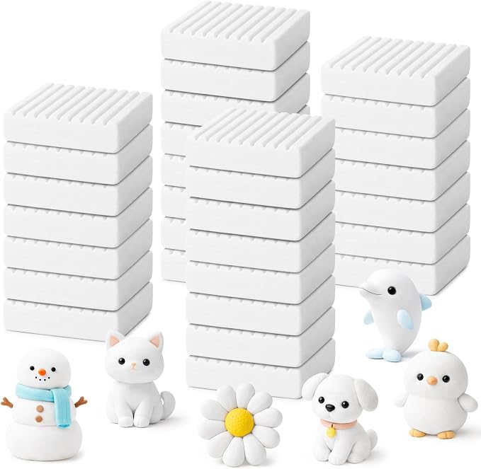 Syhood 30 Pcs 42oz White Reusable and Non Drying Modeling Clay Bulk Plastilina Modeling Clay Gift Set for DIY Sculpting Classroom Arts and Crafts Projects Play