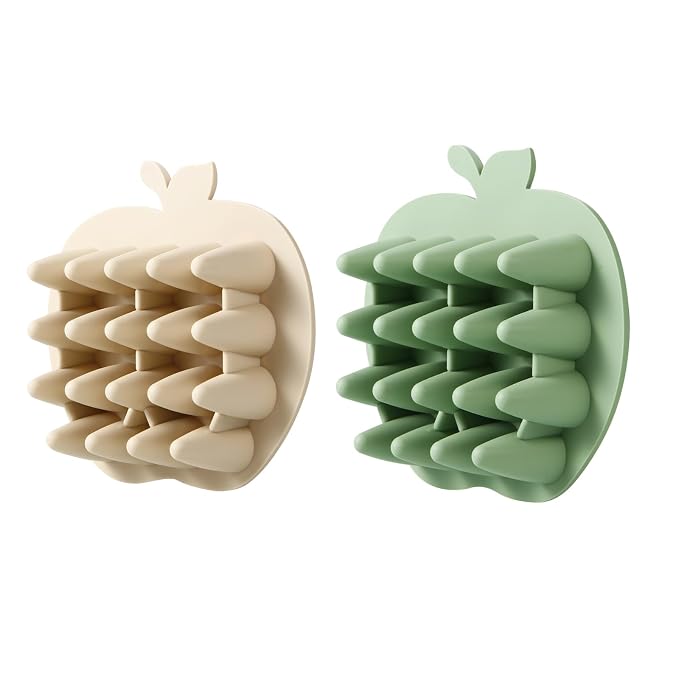 PandaEar 2 Pack Baby Breastmilk Popsicle Molds, Silicone Nibble Freezer Tray, Baby Fruit Food Feeder Teether Tray, 19 x 0.2 oz Baby Food Storage Container for Homemade Baby Food -Green&Tan