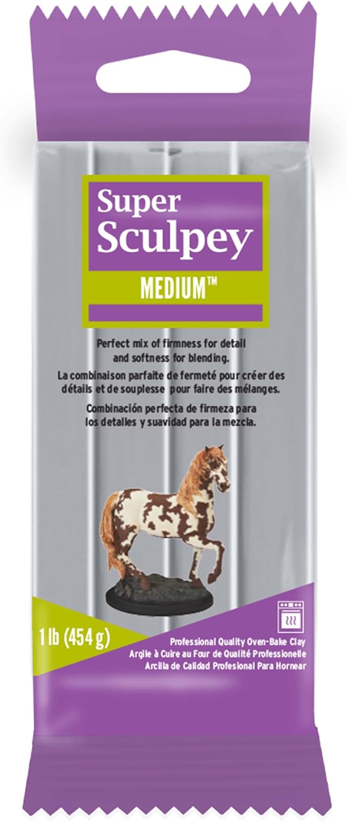 Super Sculpey Medium Gray, Premium, Non Toxic, Medium firmness, Sculpting Modeling Polymer clay, Oven Bake Clay, 1 pound bar. Great for all advanced sculptors, model makers and movie studios