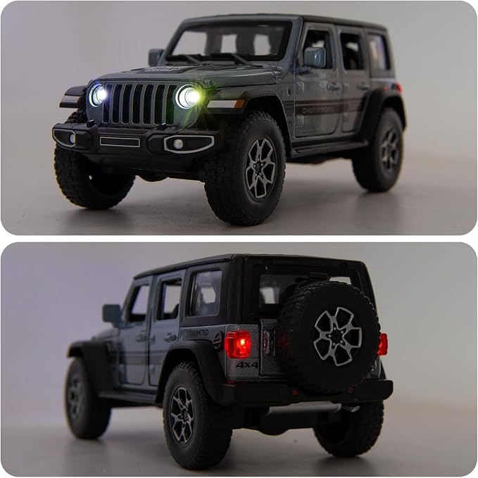 WAKAKAC Compatible for 7 Door Off-Road Toy Car 1/32 Die-cast Pull Back Model Car with Sound and Light Toy Vehicle Cars for Kids Ages 4-8 Festival Gift (Silver)