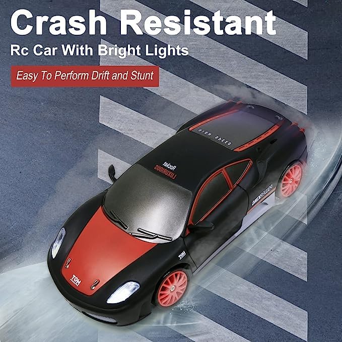 Remote Control Car RC Drift Car 2.4GHz 1:24 Scale 4WD High Speed RC Cars Vehicle with LED Lights Drifting Tires Racing Sport Toy Cars for Adults Boys Girls Kids Gift