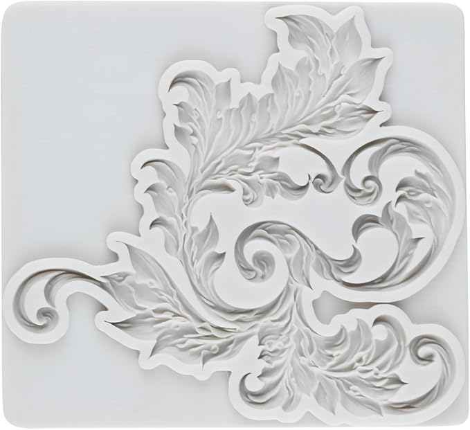 Baroque Polymer Clay Mold Curlicues Scroll Lace Silicone Mold Vintage Relief Flower Filigree Molds for DIY Crafts Epoxy Resin Casting Air Dry Polymer Clay Plaster Jewelry Making