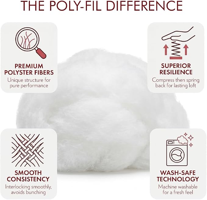 Fairfield The Original Poly-Fil, Premium Polyester Fiber Fill, Soft Pillow Stuffing, Stuffing for Stuffed Animals, Toys, Cloud Decorations, and More, Machine-Washable Poly-Fil Fiber Fill, 20 lbs. Box