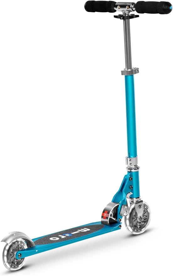 Micro Kickboard | Sprite Foldable LED Scooter for Ages 6+ | Children up to 220 lbs | 2 Wheel | Travel Ready | Adjustable T Bar | Smooth Ride, Motion Activated PU LED Wheels | Swiss Design