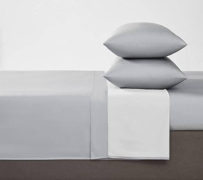 Linen Closet Luxury 1200 Thread Count Full Size Sheets Set, 4 Pieces, Cotton Rich, Soft Silver, Soft, Durable & Wrinkle Resistant Sateen Sheets, 16" Deep Pocket Fitted Sheet, Home & Hotel Essentials