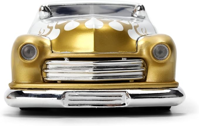 Jada Toys Bigtime Muscle 1:24 1951 Mercury Die-cast Car – Opening Doors, Hood, Trunk, Rubber Tires(White/Gold Flames)