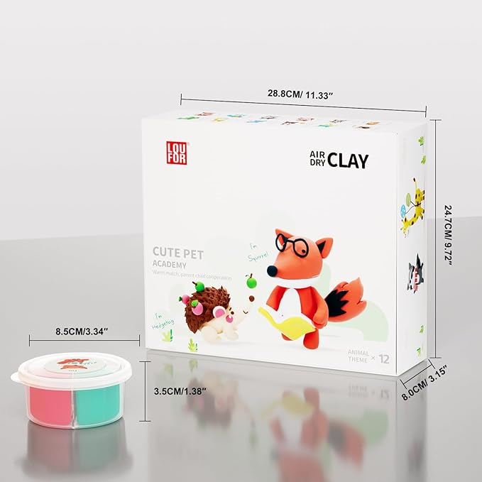 LOUFOR Air Dry Clay Kits - Modeling Clay for Kids, Ultra Light & Soft, Safe & Non-Toxic, DIY Airdryclay Kit with Sculpting Tools and Tutorials, Creatible Art Crafts Toys Gifts for Boys Girls