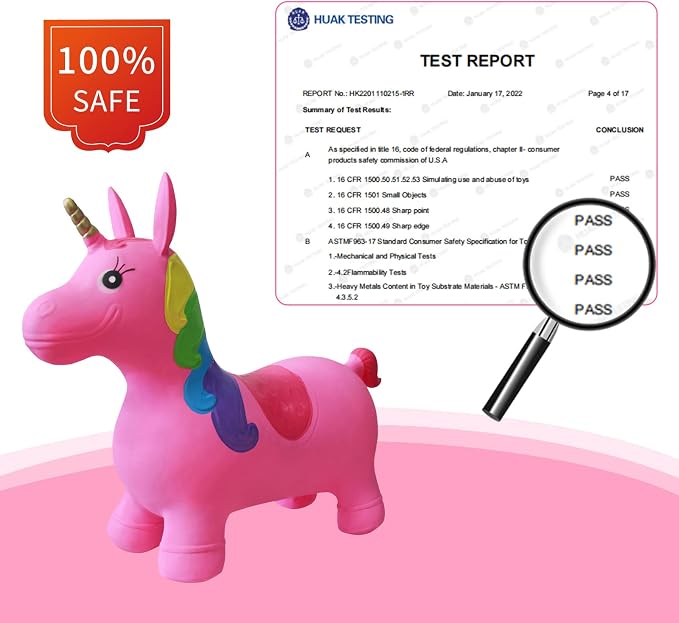 HotMax Unicorn Bouncy Horse Toys for 2 Year Old Girl, Toddlers Bouncing Animals, Ride on Rubber Jumping Toys for Baby Girl or Boy 1st Birthday Gift for 2 3 4 Year Old (Pink Unicorn)