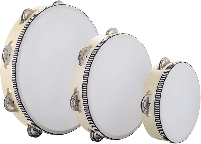 Hand Held Tambourine Drum 6 inch Bell Birch Metal Jingles Percussion Gift Musical Educational Drum Instrument for KTV Party Kids Games (6 inch)