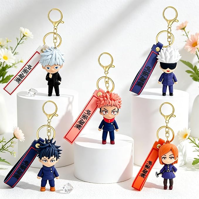 JJK Novelty Keychain, Collectable Anime Mini Figure, Fun Keyring Jewelry Gift for Men and Women