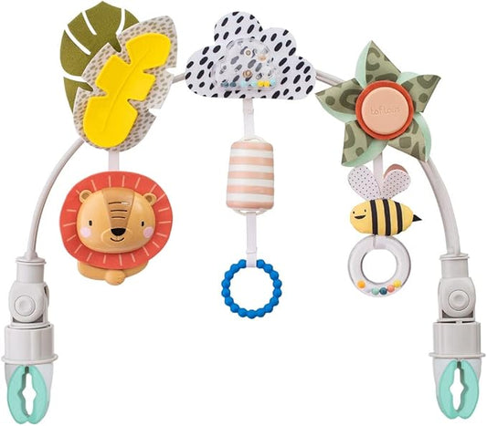 Taf Toys Savannah Baby Stroller Arch Toy, Car Seat Toys, Adjustable Stroller Toy with Hanging Sensory Activity Toys, Fits Bassinets, Cribs, Baby Bouncers, Infant Toys for Boy Girl 0-18 Months