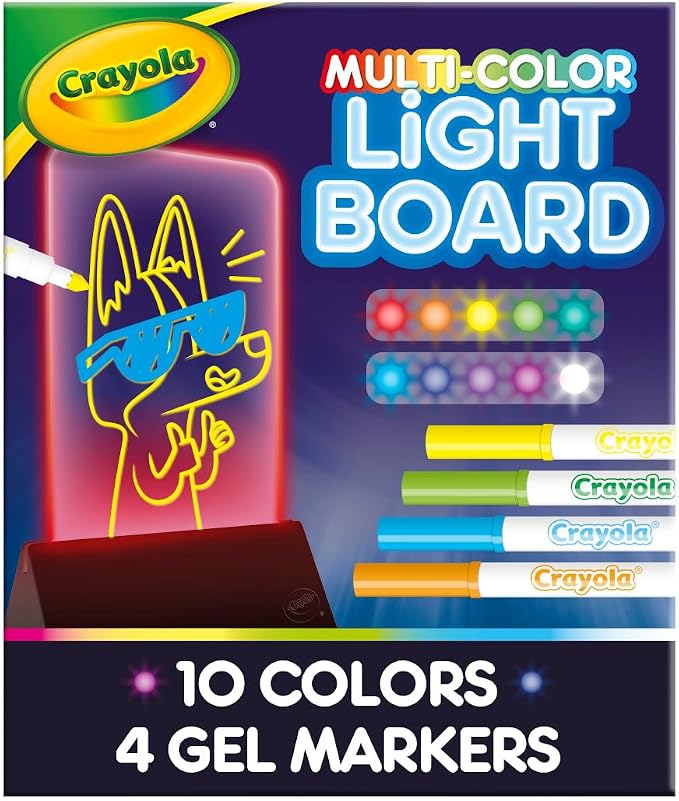 Crayola Multi-Color Light Board, Light Up Drawing Toy, Desk Toy, Doodle Pad, Glow Art, Gifts, Toys Boys & Girls, Ages 6, 7, 8