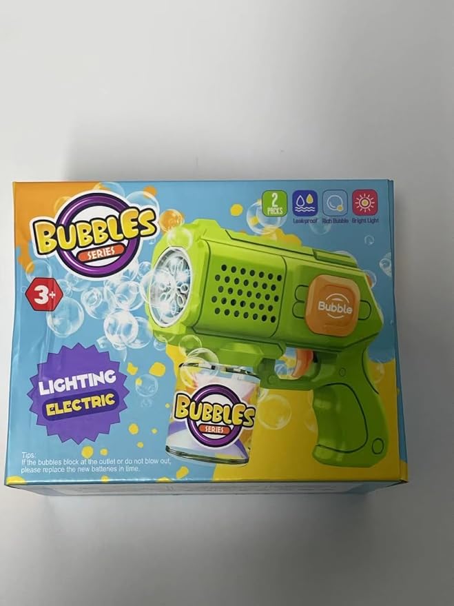 Panacare 2 Packs Bubble Gun,Automatic bubbele Maker with 10 Holes/Lighting,Bubble Maker Toy for Kids/Pets.10000+Rich Bubbles/Min with Bubble Solution.Best Gifts for Birthday/Party/Wedding