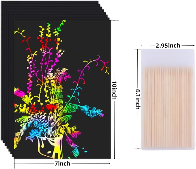 Cityrosy 60 Pcs Scratch Art Rainbow Sets Magic Rainbow Crafts Supplies Kits for 3-12 Kids