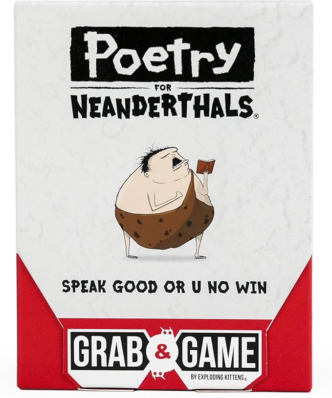 Exploding Kittens Poetry for Neanderthals Grab & Game 2+ Players - Ages 7+ - 10 Minutes to Play - Travel Sized Word Guessing Game - Party Game, Family Game Night, Kid and Adult Card Game