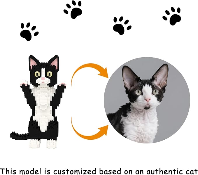 Larcele Micro Building Blocks Set, DIY Mini Building Toy Bricks for Age Over 12 Years, 1227 Pieces KLJM-05 (Devon Rex Cat)