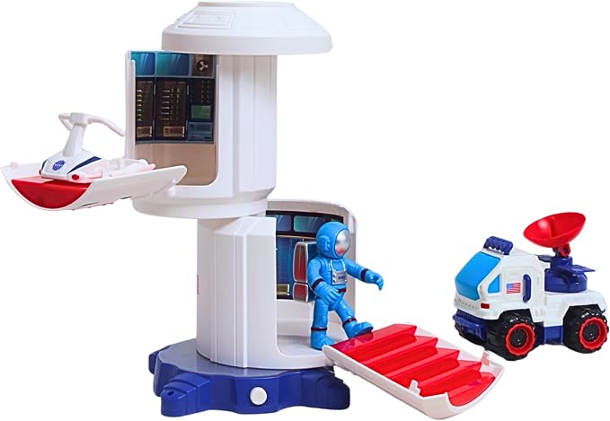 Space Adventure Space Station Playset – NASA Licensed Light & Sound Space Base with Capsule, Rover, Hover Scooter & Astronaut Figure, Plastic Space Toy & Collectible for Kids Ages 3+