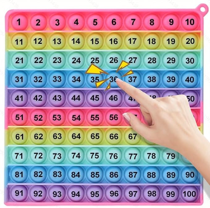 Yadishen Multiplication Table Hundred Board Math Game P0PP Toy, Exercise Children's Logical Thinking,Pop Fidget Toys, Fidget Game Math Manipulatives Kindergarten [1-100 Number Table]