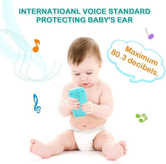 Toys for 1 Year Old Boy, 15 Functions Phone Baby Toys 6-12 Months, Baby Cell Phone 12-18 Months, Learning Toys for Toddlers 1-3, Easter Basket Stuffers - Cyan
