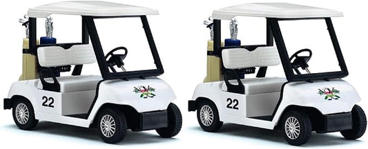 KinsFun - Golf Cart 4½" Die Cast Metal Model Pullback Action Toy (White 2Set)