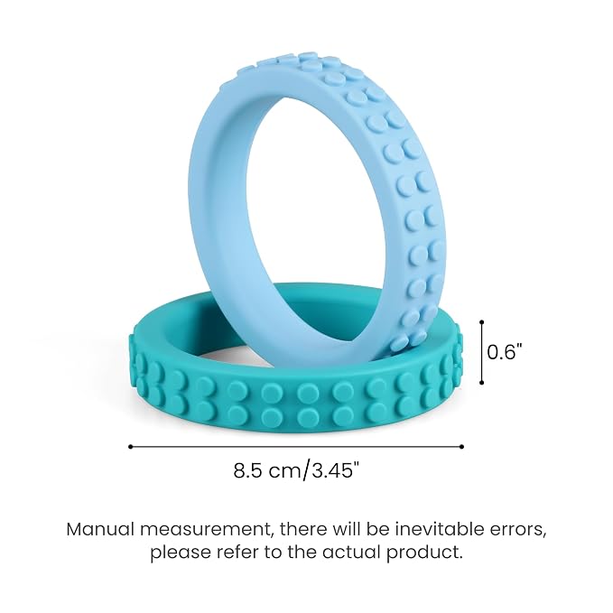 Chew Bracelets for Sensory Kids, Silicone Chew Bracelet, Oral Motor Chewy Teether Bracelet for Chewers with Autism, ADHD, SPD, or Biting Needs, 4 Colors