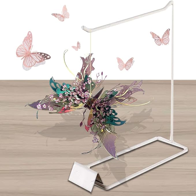 3D Metal Puzzles for Adults,Butterfly Model Building Kits,Cute Insect Design,Brain Teaser Puzzle,DIY Mechanical Assembly Kit Creative Ornament Suitable for Home Decor Art Craft (Pink)