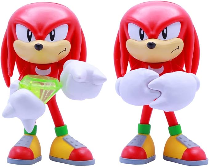 Just Toys LLC Sonic The Hedgehog Knuckles 4″ Buildable Action Figure – Sonic The Hedgehog Series 2 Collectible with Glow-in-The-Dark Emerald & Poseable Design