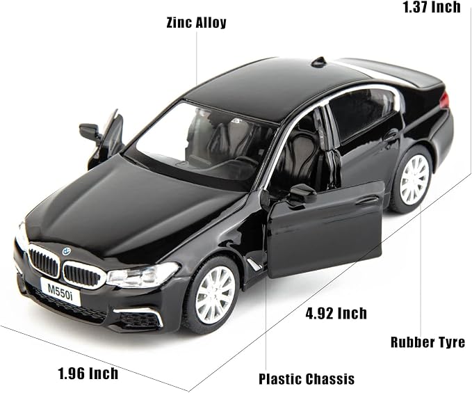 RMZ City BMW M550i Car Model 1:36 Diecasting Alloy Toy Car, Pull Back Vehicles Toy Car for Toddlers Kids Boys Girls Gift Black