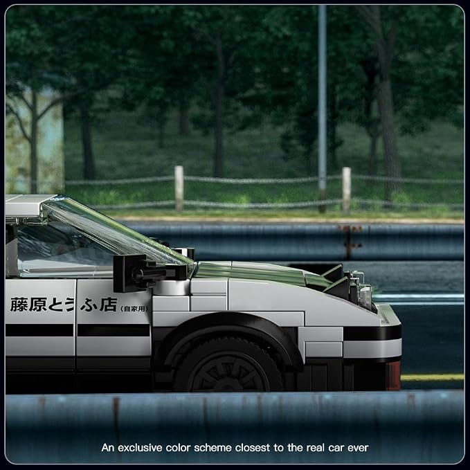 Mould King AE86 Initial D Toy Car Building Blocks Sets with Acrylic Display Case, Collectible Model 27013, Cool Simulation Cockpit Speed Racing Car for Fans and Kids 8+ (399 Pieces)