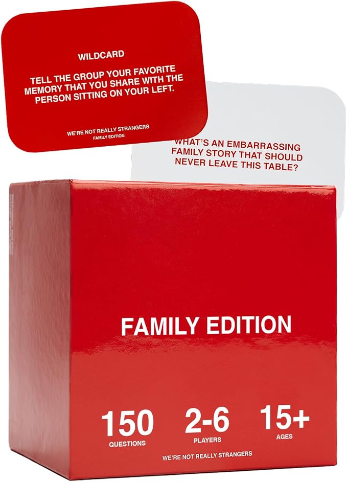 WE'RE NOT REALLY STRANGERS Family Edition Card Game - 150 Conversation Cards for Adults, Teens, and Families - for a Fun & Memorable Family Game Night, Ages 15+, 2-6 Players