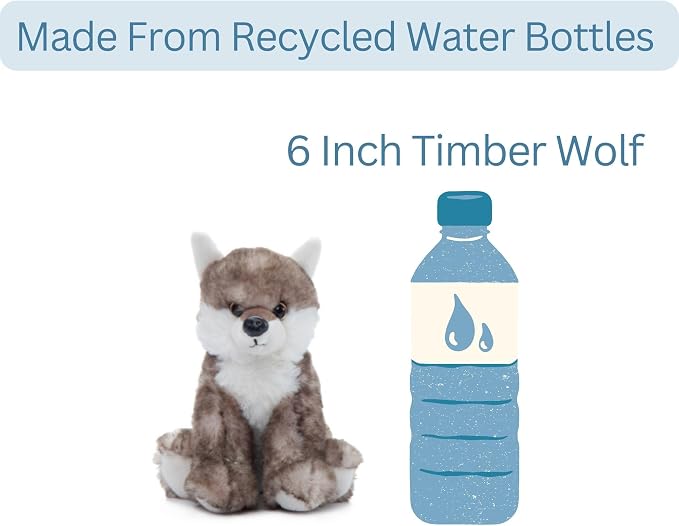 The Petting Zoo Timber Wolf Stuffed Animal Plushie, Gifts for Kids, Wild Onez Babiez Wildlife Animals, Wolf Plush Toy 6 inches