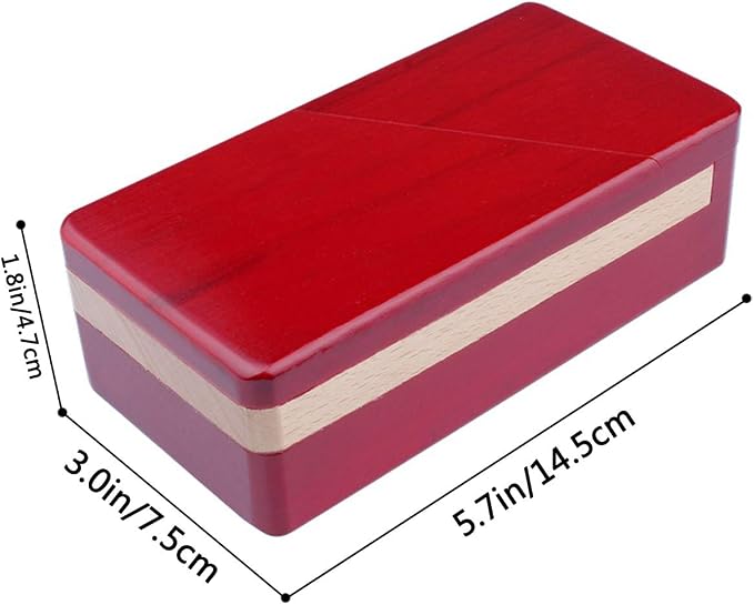 DC-BEAUTIFUL Impossible Puzzle Master Secret Opening Wooden Red Magic Box with Secret Drawer - Mysterious Gift Puzzle