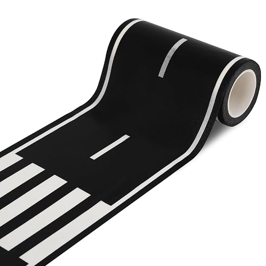 RECER Black Track Tape,Toy Car Tape Track for Kids,Race Cars Decorations for Kids Birthday Party (1 Roll, 4" x 33')
