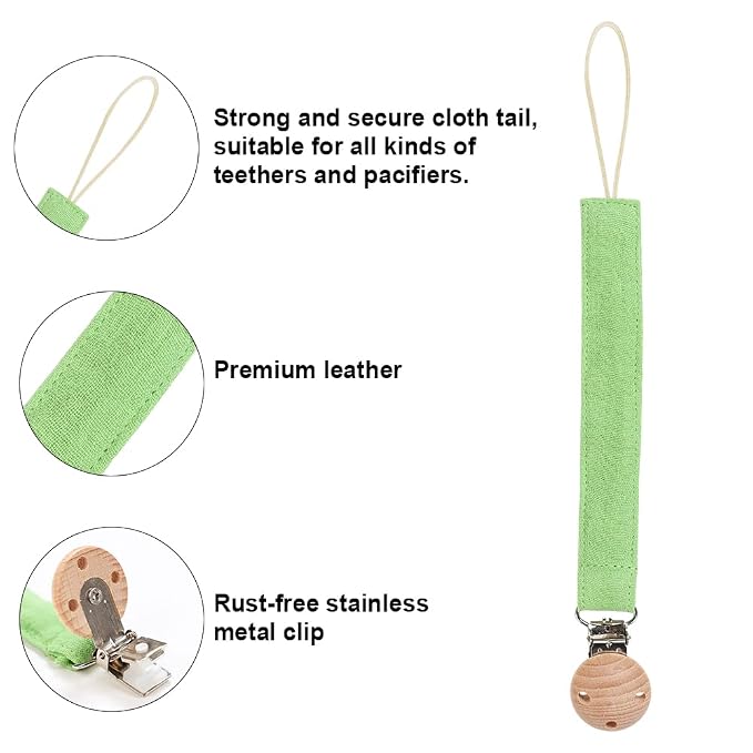 Baby Food Grade Silicone Teether Toy with Pacifier Clip Holder,Teething Pain Relief Toys Gift Set for 3 Months+ Boys and Girls,Freezer Safe,BPA Free (Avocado)